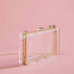 WJCD Clear Purse Acrylic Clear Clutch Bag